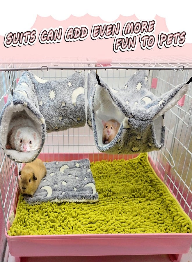 EAEDMY Luminous Noctilucent Glow Guinea Pig Rat Hammock Tunnel, Ferret Hanging Bunk Bed Hammock, Rat Ferret Guinea Pig Hideout and Soft Bed for Small Animals (5.Moon Tunnel Hammock) - Image 5